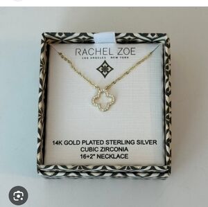 Rachel Zoe Gold Plated Clover Necklace with Cubic Zirconia